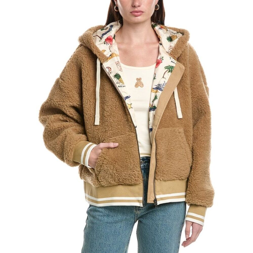 Palm Angels Womens  Hooded Coat, Brown